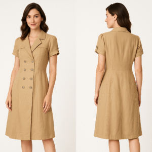 Vestido  Andrea camisero midi color camel