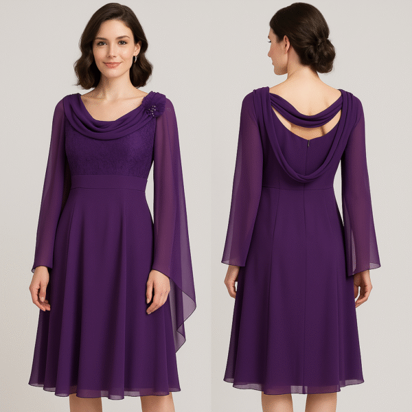 Vestido midi Yazmin Navarro- color morado